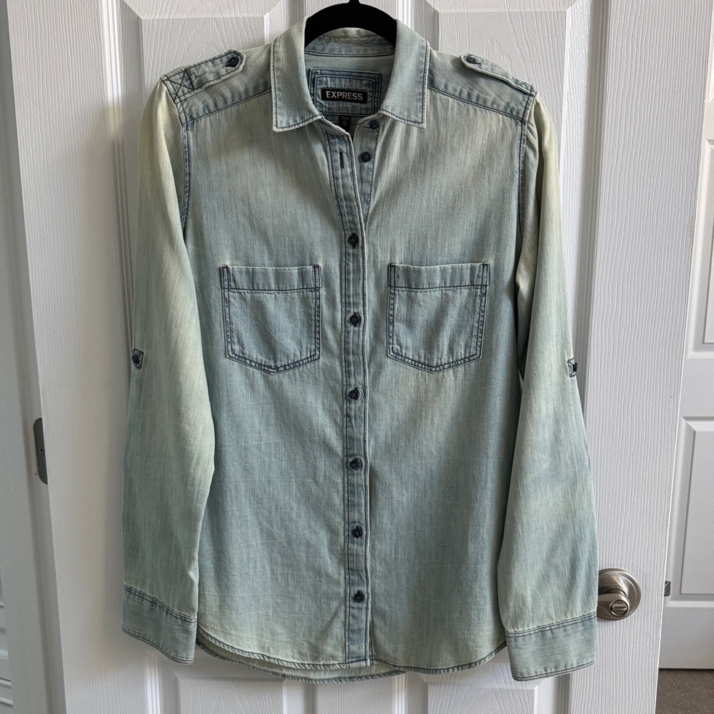 Express Light Blue Button Down Shirt - Picture 2 of 8